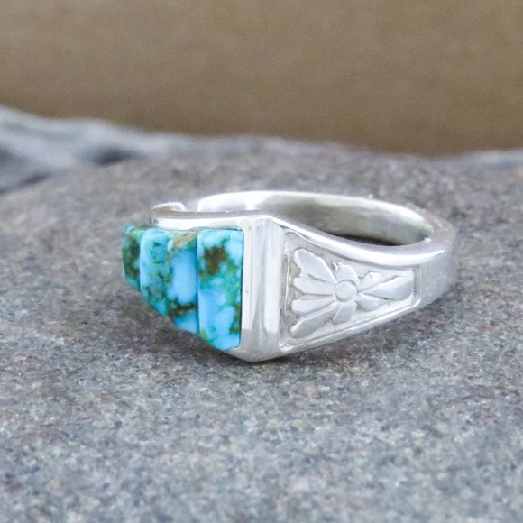 Native American Cobblestone Turquoise and Sterling Silver Statement Ring SZ 7 - Picture 9 of 11
